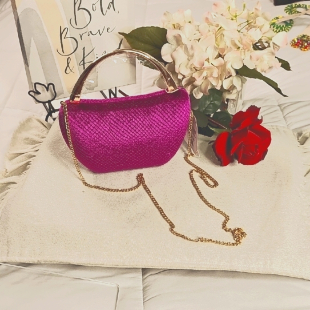 Bag Elegant Pink Velvet cross bag Elegant wear office wear career minimalist - Picture 2 of 16